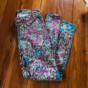 7 for all Mankind 26 skinny jeans pants floral garden flowers print leggings art